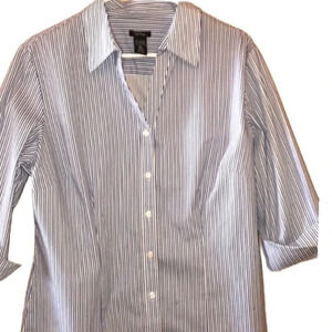 TAYLOR MARCS EUC WOMENS BLUE WHITE BLOUSE TOP SHIRT CASUAL SUMMER WORK SIZE XL